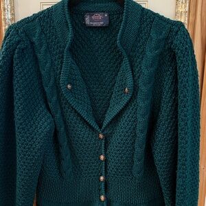 Elegant Teal Cable Knit Cardigan